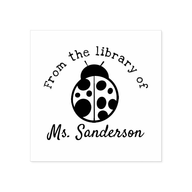Teacher From the Library of Classroom Ladybug Book Rubber Stamp (Imprint)