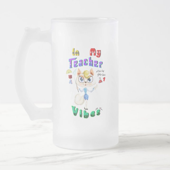 Teacher Frosted Glass Beer Mug (Left)