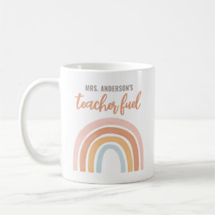 Teacher Fuel Boho Rainbow Teacher Appreciation Coffee Mug