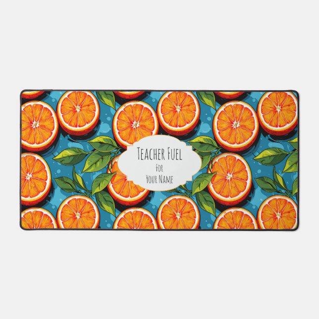 Teacher Fuel Orange – Personalised Desk Mat (Front)