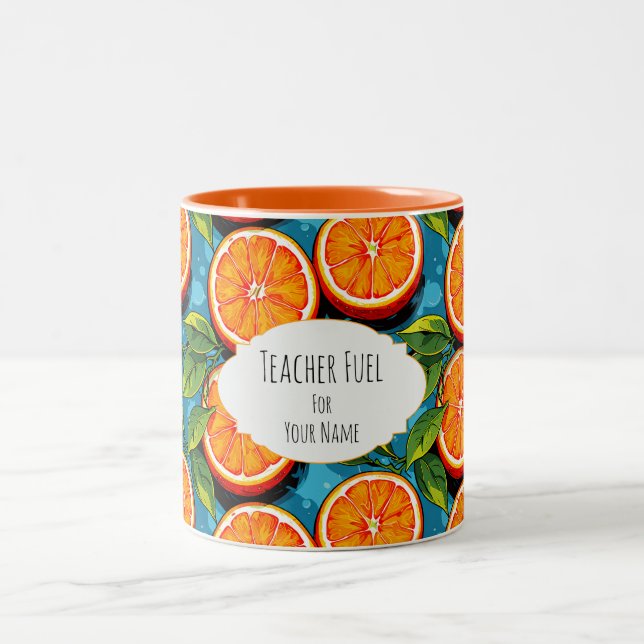 Teacher Fuel Orange – Personalised Two‑Tone Mug (Center)