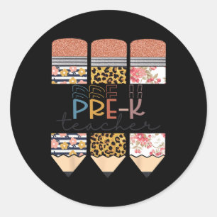 Teacher Fun Leopard Pencil Happy First Day Of Scho Classic Round Sticker