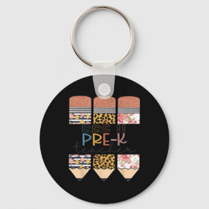 Teacher Fun Leopard Pencil Happy First Day Of Scho Key Ring
