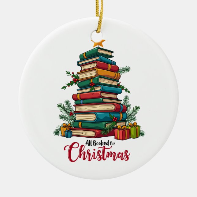 Teacher Gift | All Booked For Christmas Ceramic Tree Decoration (Front)