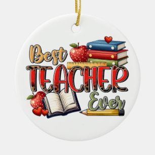 Teacher Gift Best Teacher Ever Ceramic Tree Decoration