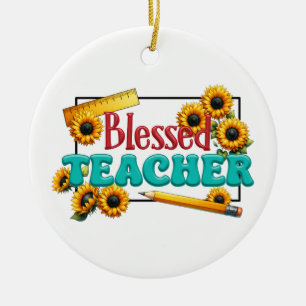 Teacher Gift Blessed Teacher Ceramic Tree Decoration
