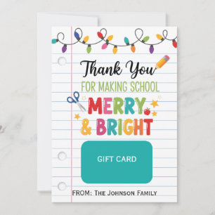 Teacher Gift Card Holder Merry & Bright Christmas