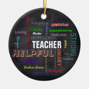 Teacher Gift Chalkboard Typography Subway Art Ceramic Tree Decoration