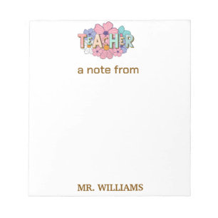 Teacher Gift Custom Illustrated Blue Notepad