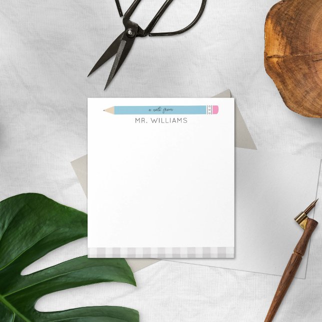 Teacher Gift Custom Illustrated Blue Pencil Notepad (Creator Uploaded)