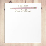 Teacher Gift Custom Illustrated Pink Pencil Notepad<br><div class="desc">My Teacher Gift Custom Illustrated Pink Pencil Notepad makes a great gift for Your favourite teacher. Personalise with a name for a unique gift. Teachers note pads make great holiday or end of the year gifts. Design features my own illustration of a pencil. Other Colour options available.</div>