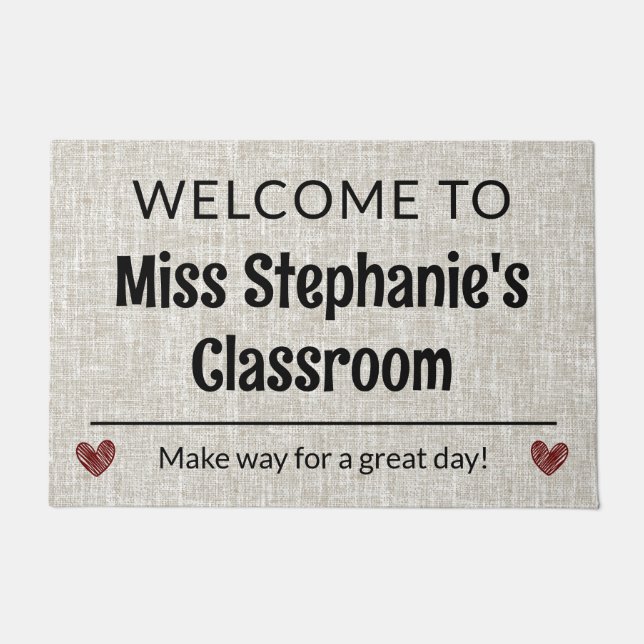 Teacher Gift Customisable Classroom Welcome Doorma Doormat (Front)