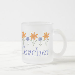 Teacher Gift Flowers Frosted Glass Coffee Mug
