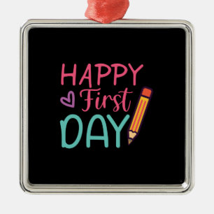 Teacher Gift Happy First Day Metal Tree Decoration