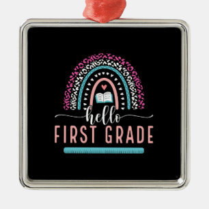 Teacher Gift Hello First Grade Metal Tree Decoration