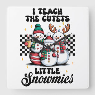 Teacher Gift   I Teach The Cutest Little Snowmies Square Wall Clock