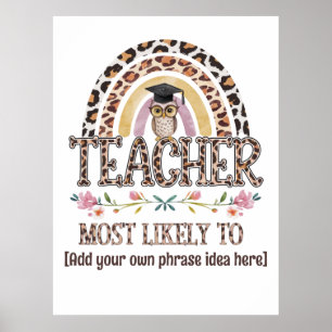🎓 Teacher Gift Ideas: Most Likely To CUSTOM TEXT  Poster