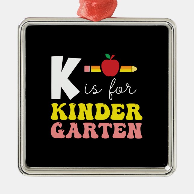 Teacher Gift | K Is For Kinder Garten Metal Tree Decoration (Front)