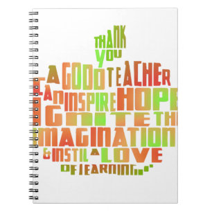 Teacher Gift Keepsake Apple Quote Thank You Notebook