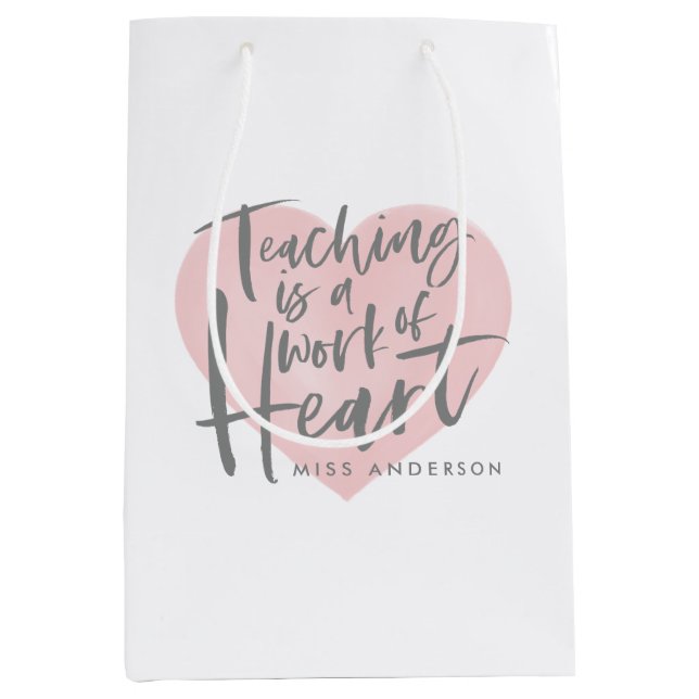 Teacher gift love heart medium gift bag (Front)