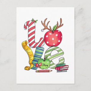 Teacher Gift Love Pencil Apple Announcement Postcard