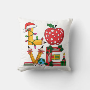 Teacher Gift Love Pencil Apple Books Cushion