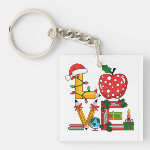 Teacher Gift   Love Pencil Apple Books Key Ring
