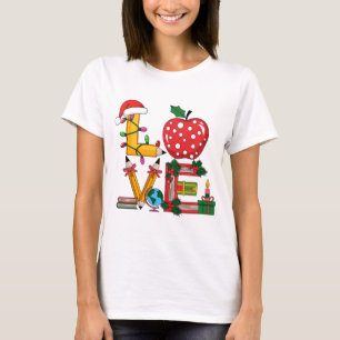 Teacher Gift Love Pencil Apple Books T-Shirt