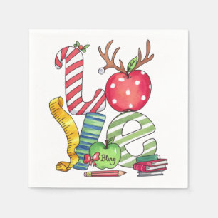 Teacher Gift Love Pencil Apple Napkin
