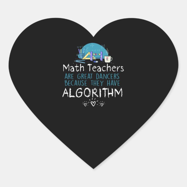 Teacher Gift | Math Teachers - Algorithm Heart Sticker (Front)