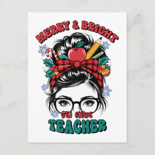 Teacher Gift Merry And Bright Teacher Holiday Postcard