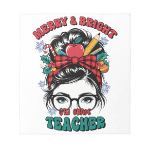 Teacher Gift Merry And Bright Teacher Notepad