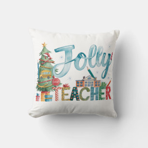Teacher Gift Merry Christmas Jolly Teacher Cushion