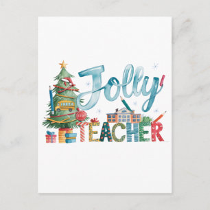 Teacher Gift   Merry Christmas Jolly Teacher Holiday Postcard