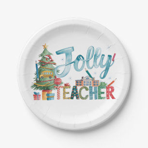 Teacher Gift Merry Christmas Jolly Teacher Paper Plate