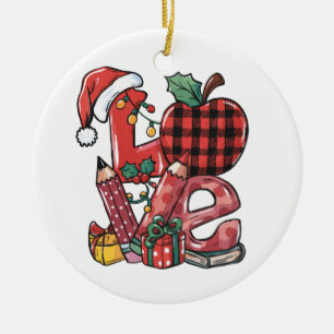 Teacher Gift Merry Christmas Love Ceramic Tree Decoration