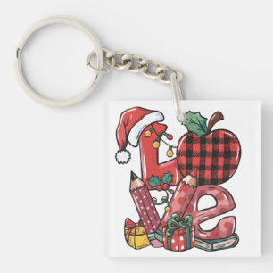 Teacher Gift Merry Christmas Love Key Ring