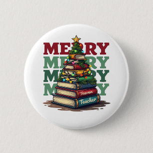 Teacher Gift Merry Christmas Teacher Books 6 Cm Round Badge
