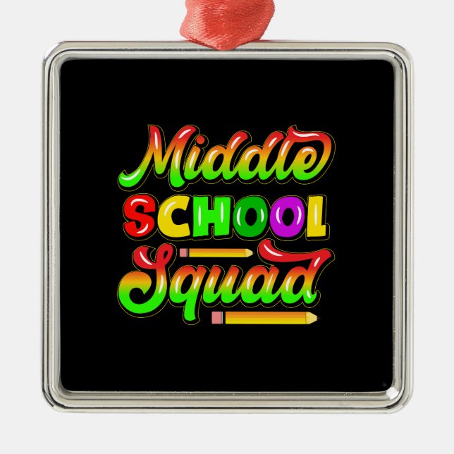 Teacher Gift | Middle School Squad Metal Tree Decoration (Front)