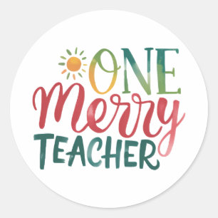 Teacher Gift One Merry Teacher Classic Round Sticker