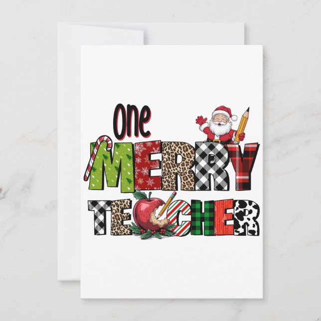 Teacher Gift | One Merry Teacher Invitation (Front)