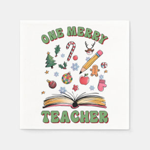 Teacher Gift One Merry Teacher Napkin