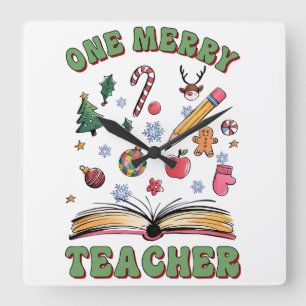 Teacher Gift One Merry Teacher Square Wall Clock