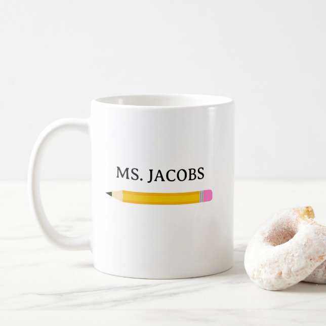 Teacher Gift Pencil School Coffee Mug (With Donut)