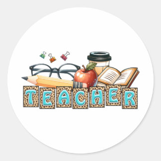 Teacher Gift | Pencil Teacher Classic Round Sticker