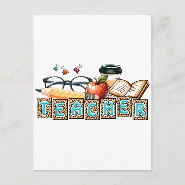 Teacher Gift | Pencil Teacher Postcard (Front)