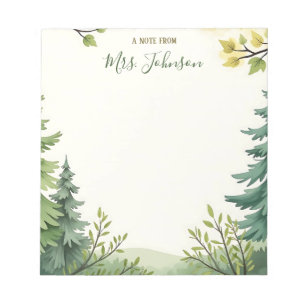 Teacher Gift - Personalised Watercolor Nature Notepad