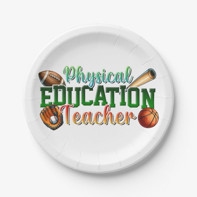 Teacher Gift | Physical Education Teacher Paper Plate (Front)