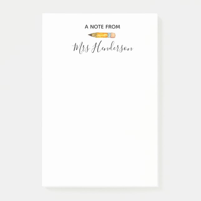 Teacher gift post it note pencil stationary (Front)