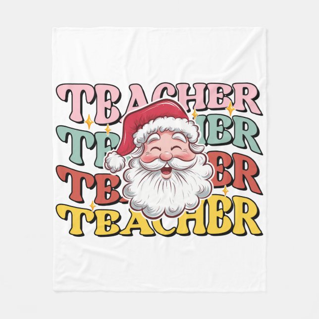 Teacher Gift | Santa Teacher Fleece Blanket (Front)